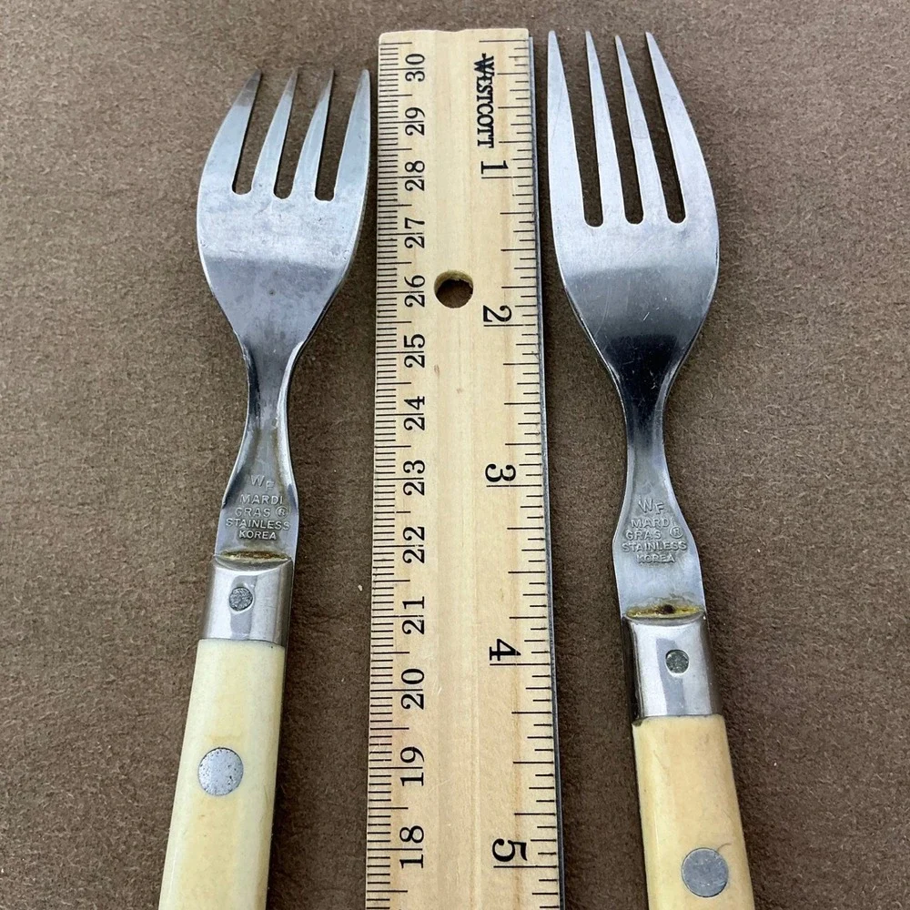 WF Mardi Gras Stainless Flatware Korea Ivory Handle 10pc Fork Spoon‎ Knife Set